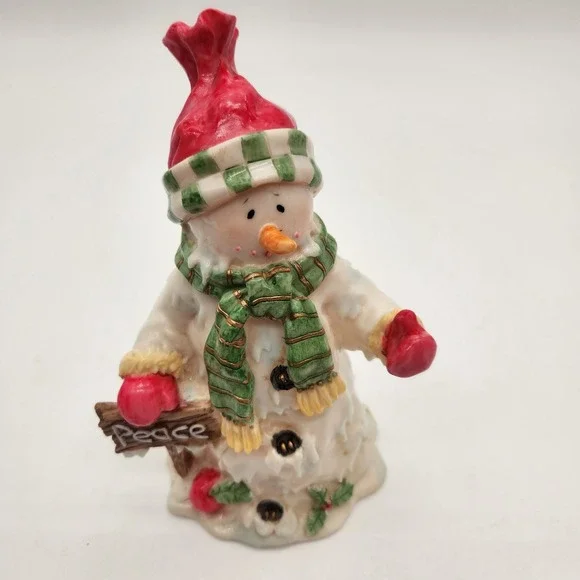 Vintage K's Collection Resin Snowman With Peace Sign Christmas Rare Holiday - Picture 4 of 9